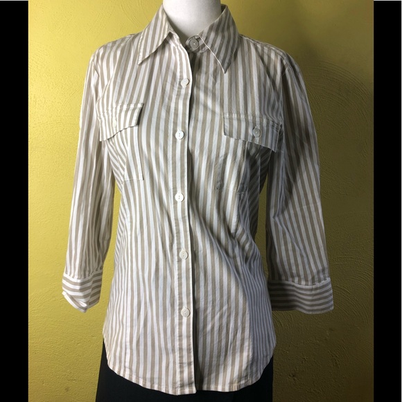 Woman’s New Raffael Striped 3/4 Length Sleeve Top - Picture 1 of 15